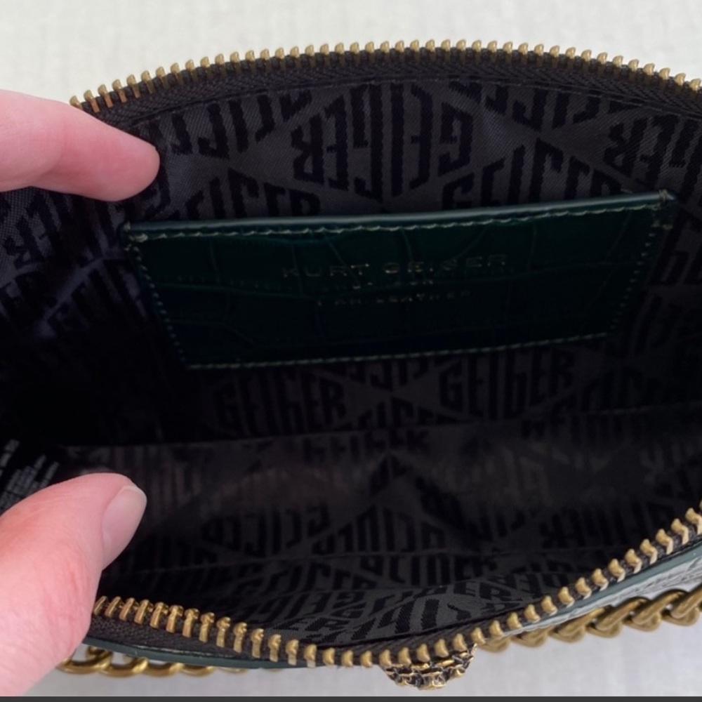 NWT Kurt Geiger Leather Shoreditch Pochette Dark Green - Picture 6 of 6